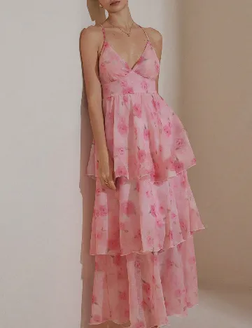 Rochie lunga Aveloria, roz