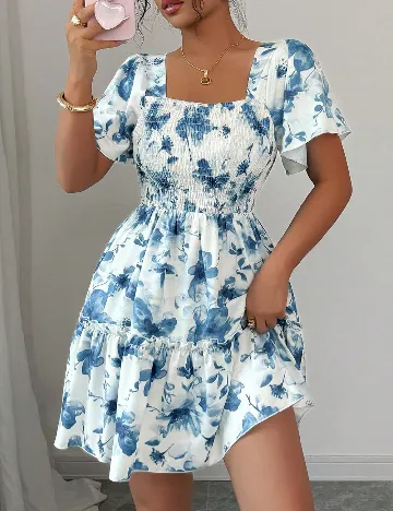 Rochie scurta SHEIN, alb/albastru