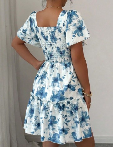 Rochie scurta SHEIN, alb/albastru