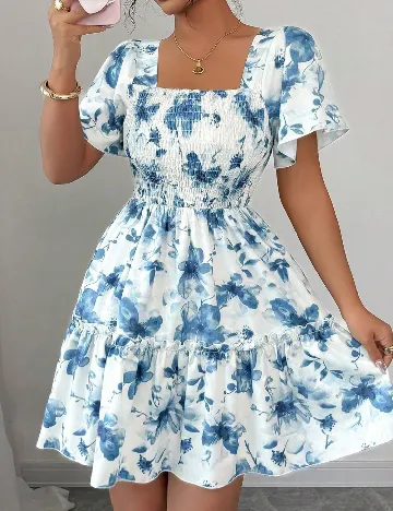 Rochie scurta SHEIN, alb/albastru
