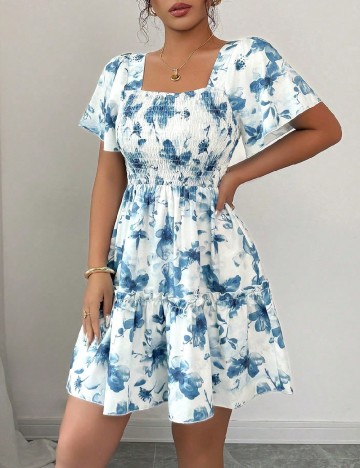 Rochie scurta SHEIN, alb/albastru