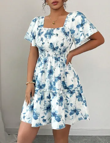 Rochie scurta SHEIN, alb/albastru
