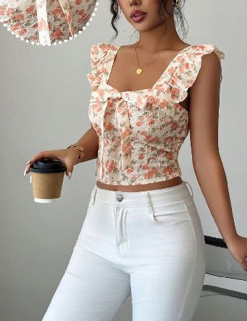 Top SHEIN, floral print