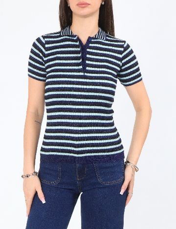 Tricou Zara, albastru/negru