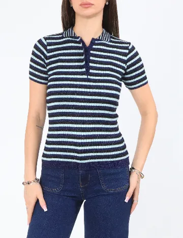 Tricou Zara, albastru/negru