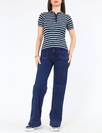 Tricou Zara, albastru/negru