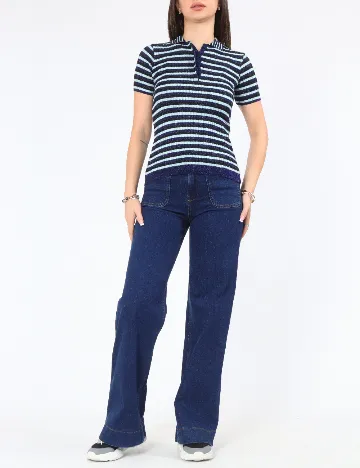 Tricou Zara, albastru/negru