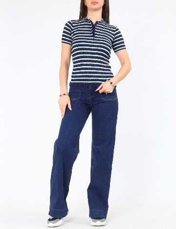 Tricou Zara, albastru/negru