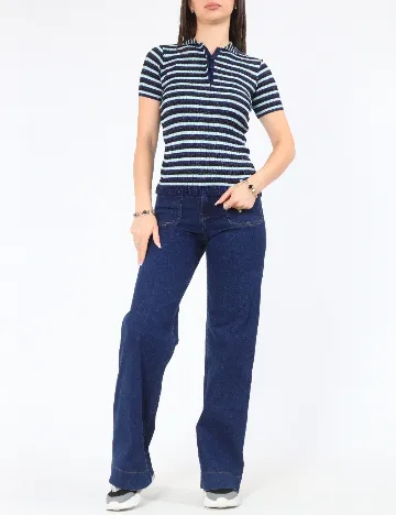 Tricou Zara, albastru/negru