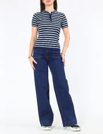 Tricou Zara, albastru/negru
