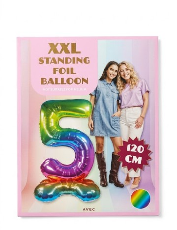 Balon XXL cifra 5, 120 cm AVEC, mix culori