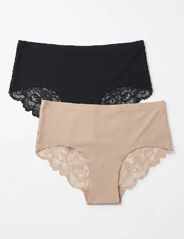 Set chiloti 2 perechi ACTION, negru/crem