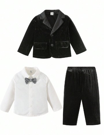 Costum Shein Kids, negru/alb