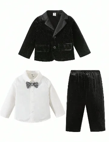 Costum Shein Kids, negru/alb