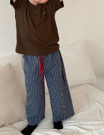 Pantaloni de pijama Dazy, bleumarin/alb