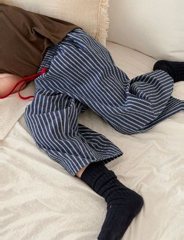Pantaloni de pijama Dazy, bleumarin/alb
