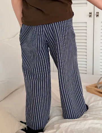 Pantaloni de pijama Dazy, bleumarin/alb