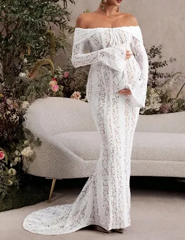 Rochie lunga SHEIN Maternity, alb