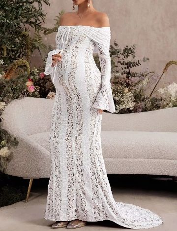 Rochie lunga SHEIN Maternity, alb