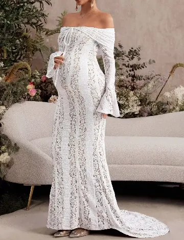 Rochie lunga SHEIN Maternity, alb