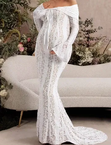 Rochie lunga SHEIN Maternity, alb