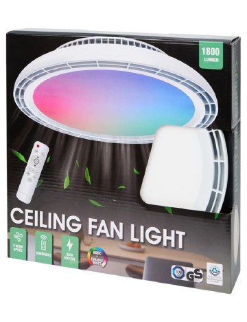 Ventilator de tavan cu iluminare RGB ACTION, alb