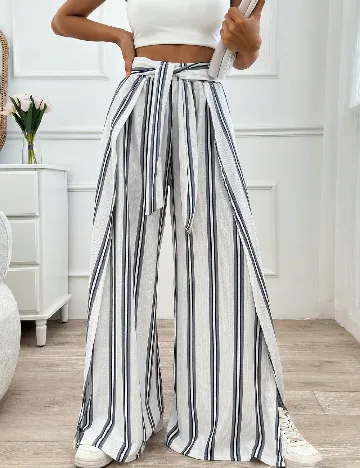 Pantaloni SHEIN, alb/albastru
