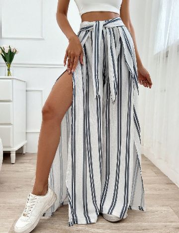 Pantaloni SHEIN, alb/albastru