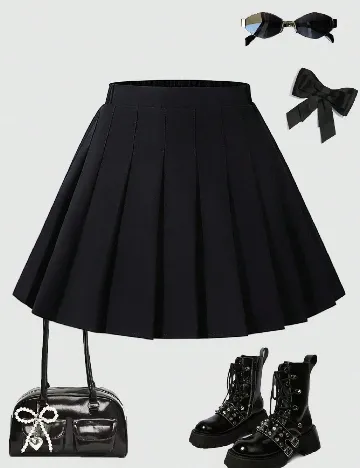 Fusta pantalon Shein Kids, negru