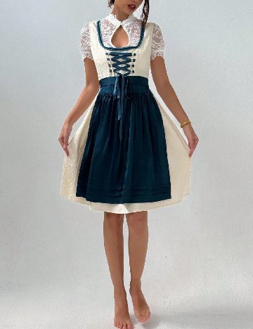Rochie scurta SHEIN, albastru/crem