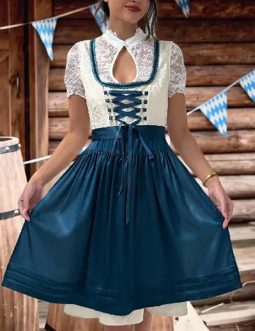 Rochie scurta SHEIN, albastru/crem
