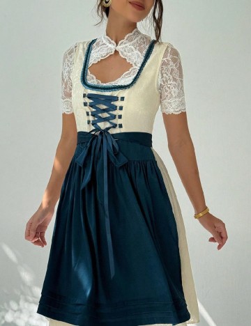 Rochie scurta SHEIN, albastru/crem