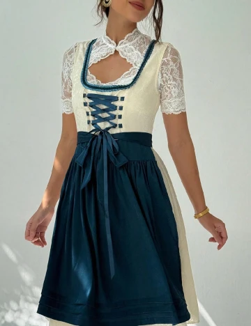 Rochie scurta SHEIN, albastru/crem