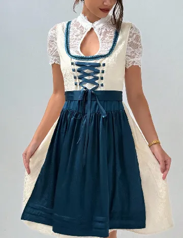 Rochie scurta SHEIN, albastru/crem