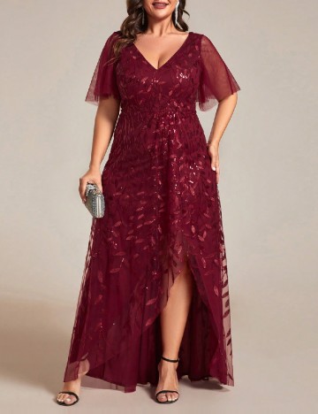 Rochie lunga Ever-Pretty Plus Size, visiniu