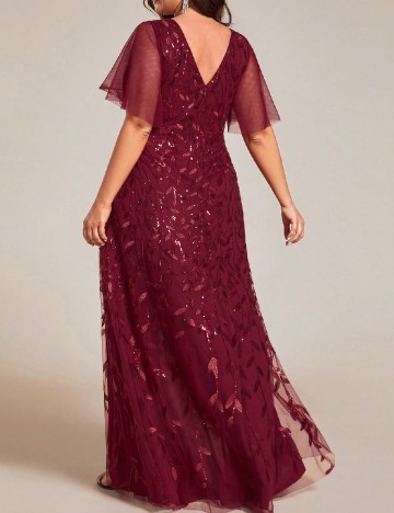 Rochie lunga Ever-Pretty Plus Size, visiniu