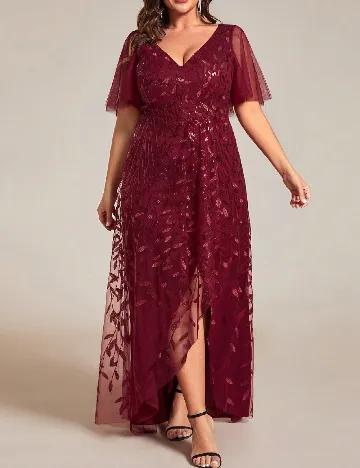 Rochie lunga Ever-Pretty Plus Size, visiniu