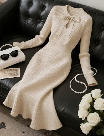 Rochie medie SHEIN, crem
