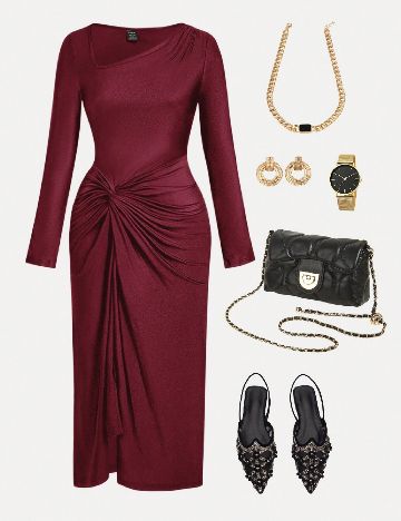 Rochie medie SHEIN CURVE, pruna