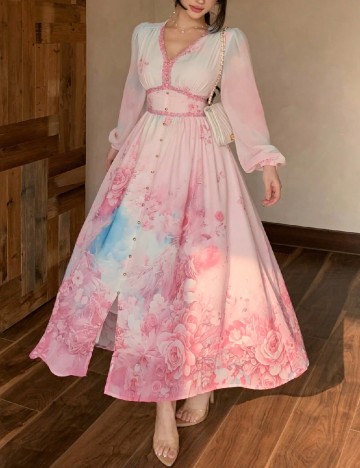 Rochie lunga Dazy, roz