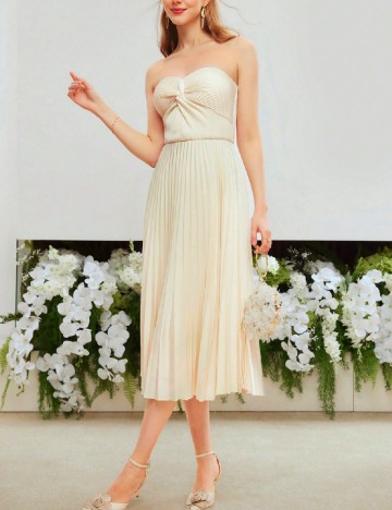 Rochie medie MOTF, crem