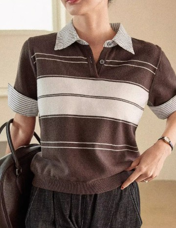 Bluza Dazy, maro/alb