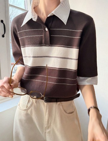 Bluza Dazy, maro/alb