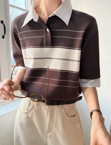 Bluza Dazy, maro/alb