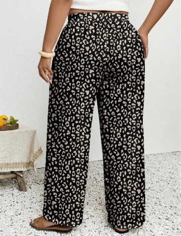 Pantaloni SHEIN CURVE, negru/crem