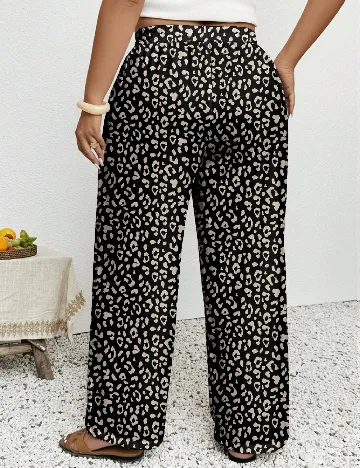 Pantaloni SHEIN CURVE, negru/crem