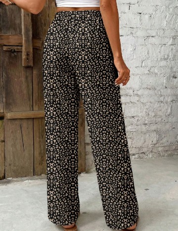 Pantaloni SHEIN CURVE, negru/crem