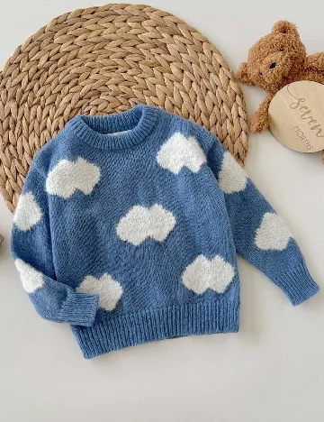 Pulover Shein Kids, albastru/alb