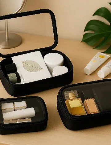 Set genti pentru cosmetice 2 bucati SHEIN, negru