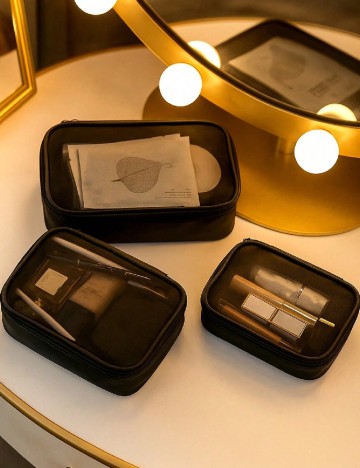 Set genti pentru cosmetice 2 bucati SHEIN, negru